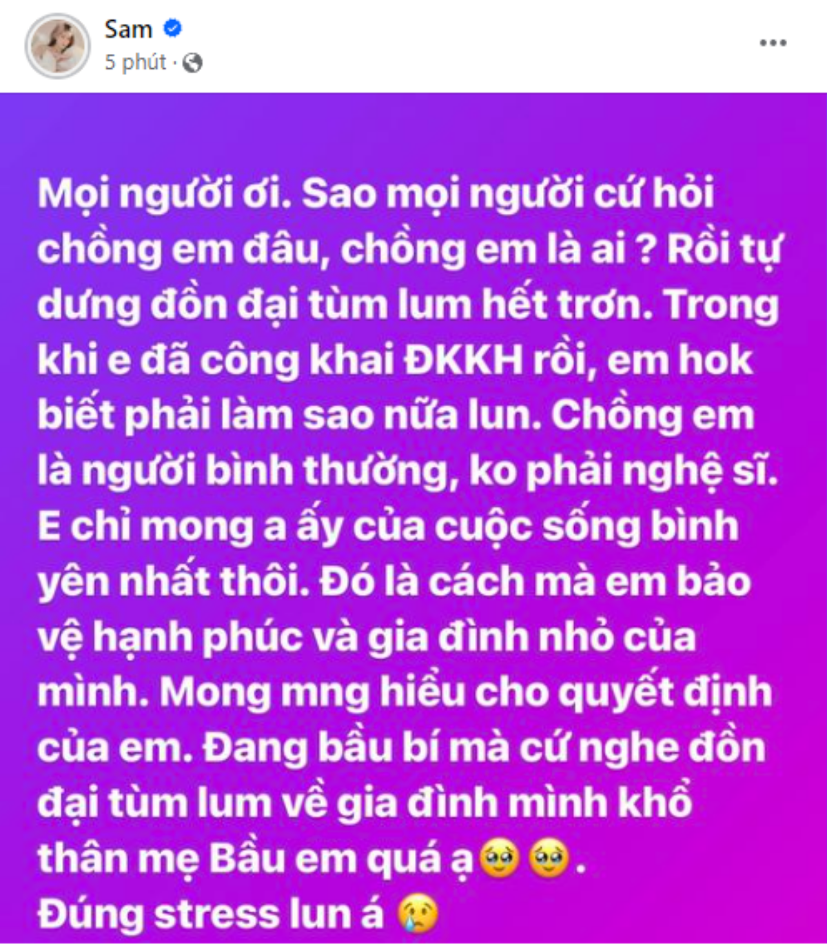 Sam bức xúc khi liên tục bị hỏi về ông xã, nói rõ một thông tin liên quan đến chồng Ảnh 1