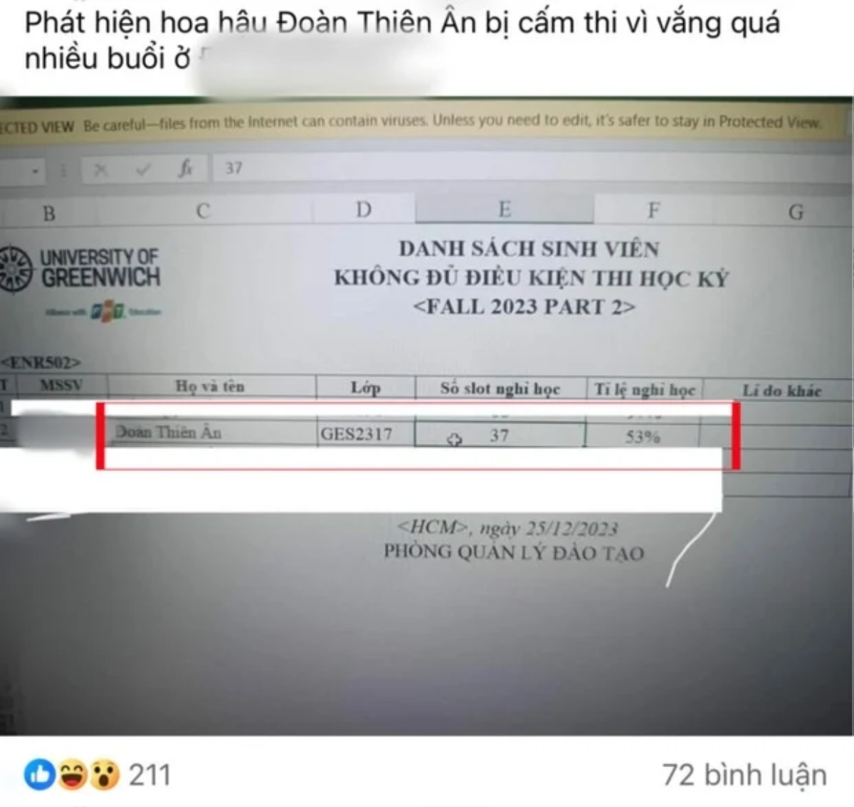 Sự thật về việc Hoa hậu Thiên Ân nghỉ học nhiều, không đủ điều kiện thi Ảnh 1