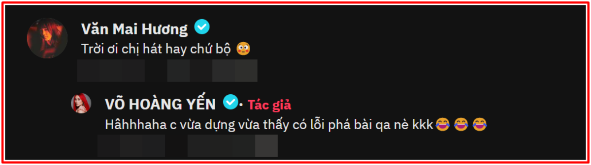 Võ Hoàng Yến lên tiếng xin lỗi Văn Mai Hương vì lỡ... phá hit, 'chính chủ' để lại bình luận gây chú ý Ảnh 3