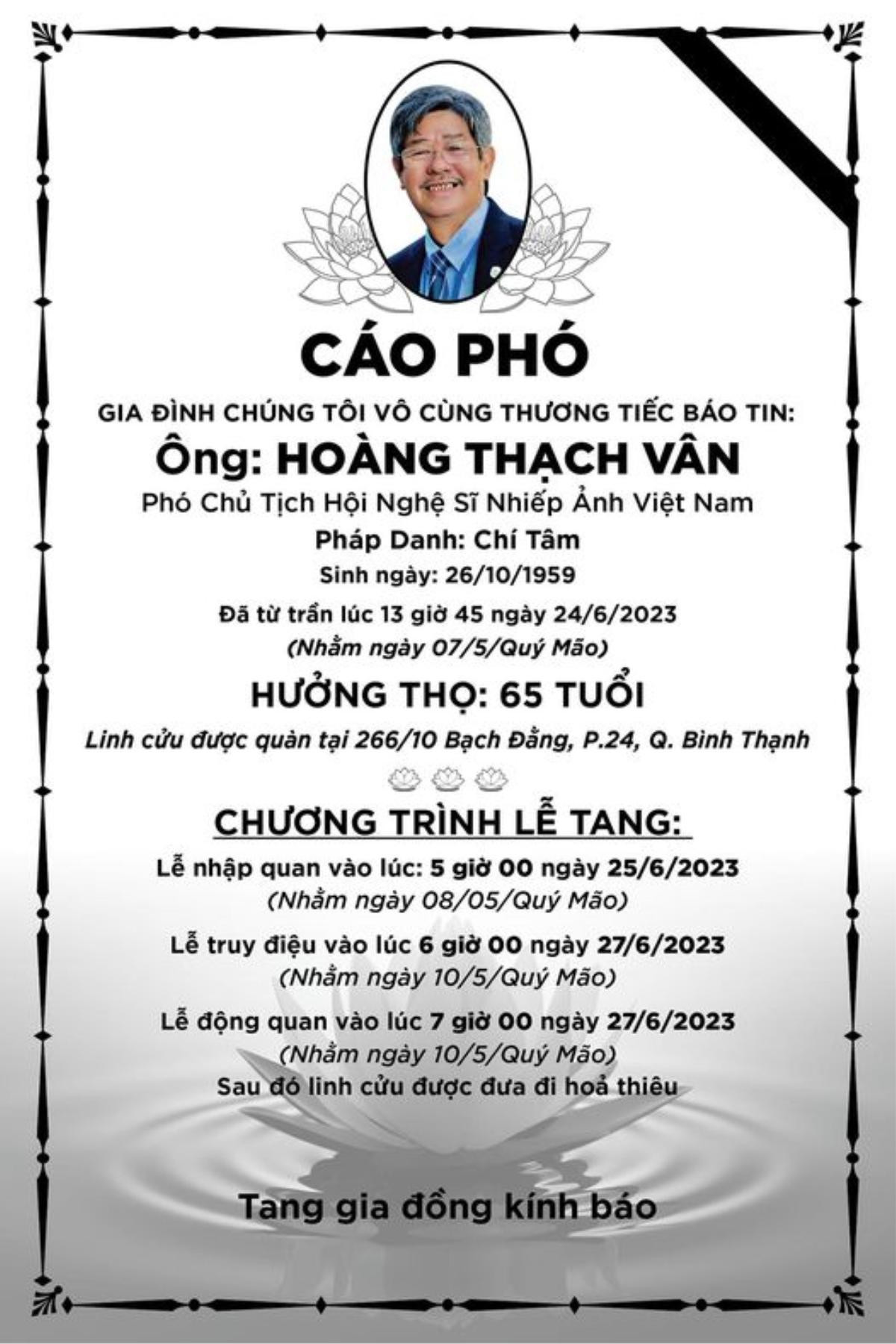 Phó Chủ tịch Hội Nghệ sĩ Nhiếp ảnh gia Việt Nam qua đời, hưởng thọ 65 tuổi Ảnh 1