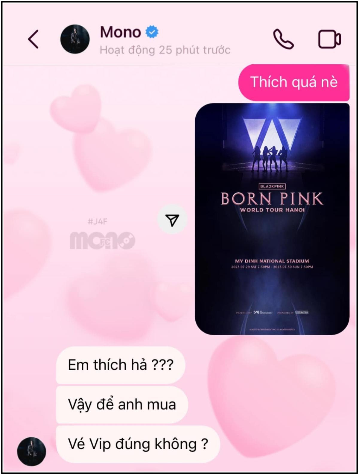 Rò rỉ tin nhắn MONO chi tiền mua vé concert BLACKPINK tại Hà Nội cho fan: Thực hư ra sao? Ảnh 1