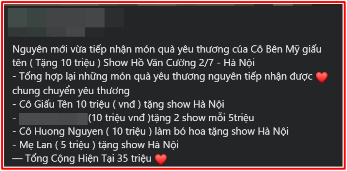 Hồ Văn Cường tiếp tục được khán giả tặng số tiền lớn: Nhìn là biết được yêu thương cỡ nào! Ảnh 1