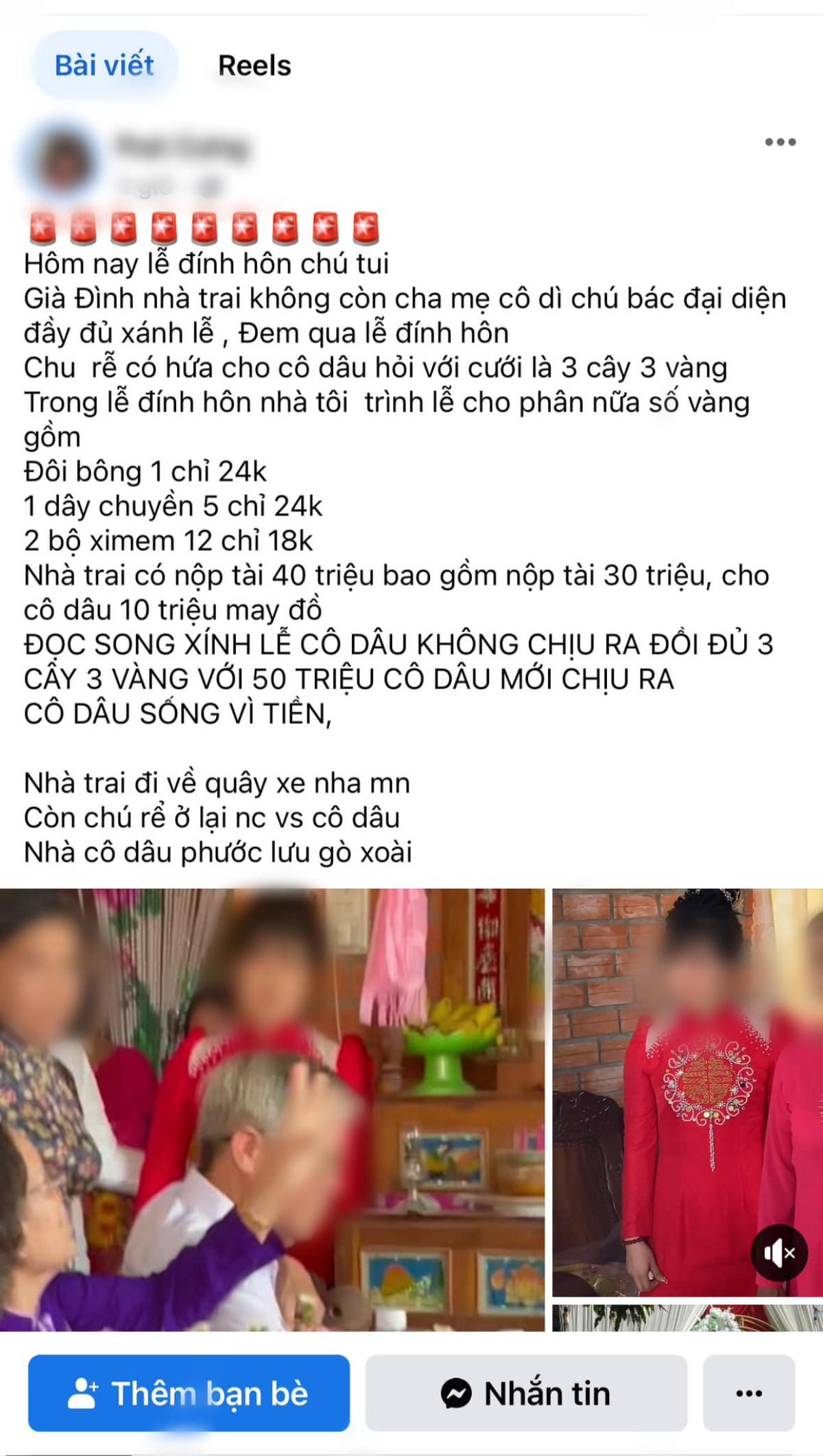 Đem thiếu 1,5 cây vàng, gia đình nhà trai ngậm ngùi quay xe ra về vì cô dâu nhất quyết hủy cưới Ảnh 1