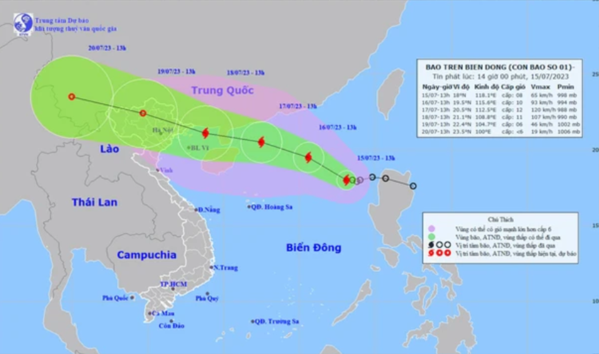 Bão số 1 Talim giật cấp 15 di chuyển rất nhanh hướng vào Vịnh Bắc Bộ Ảnh 1