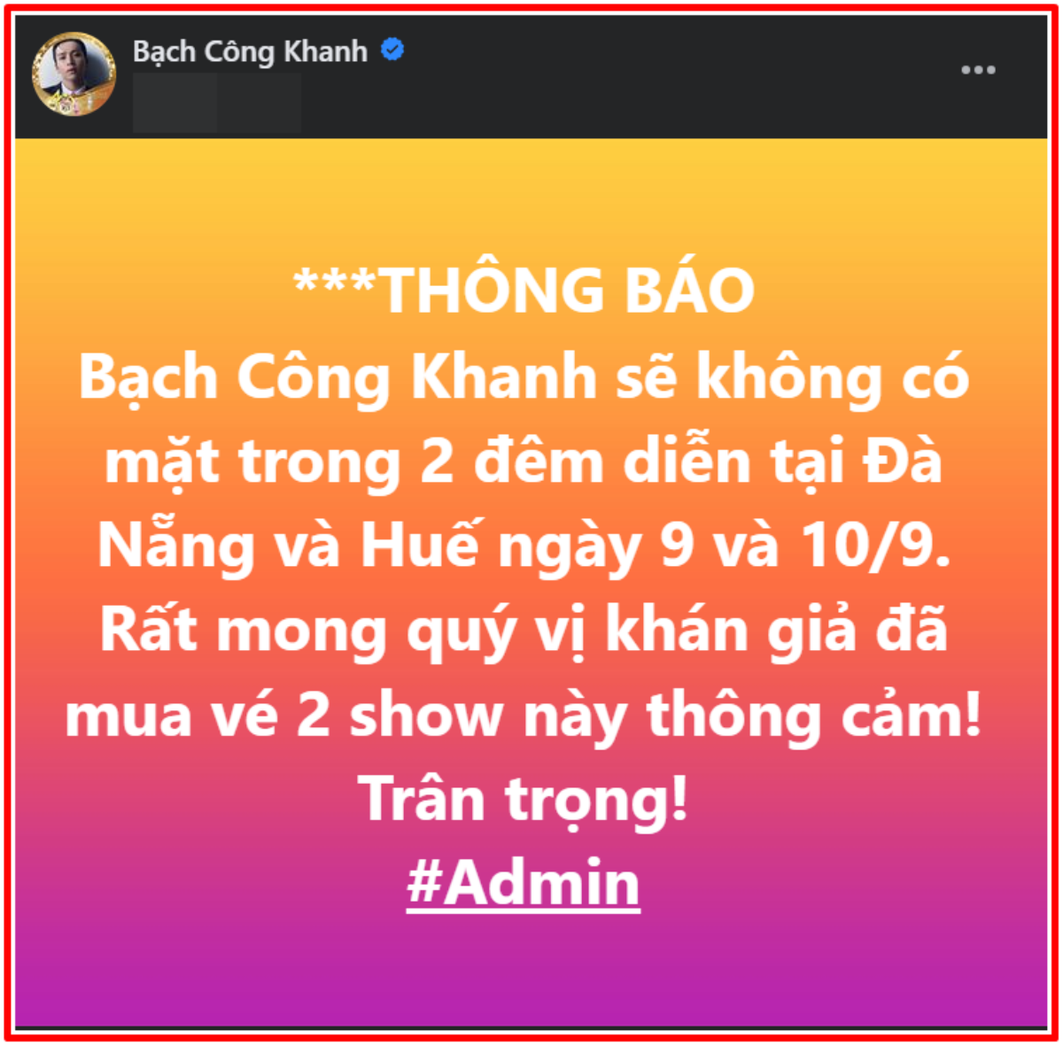 Bạch Công Khanh và Hoài Lâm bất ngờ thông báo hủy đêm nhạc chung Ảnh 1