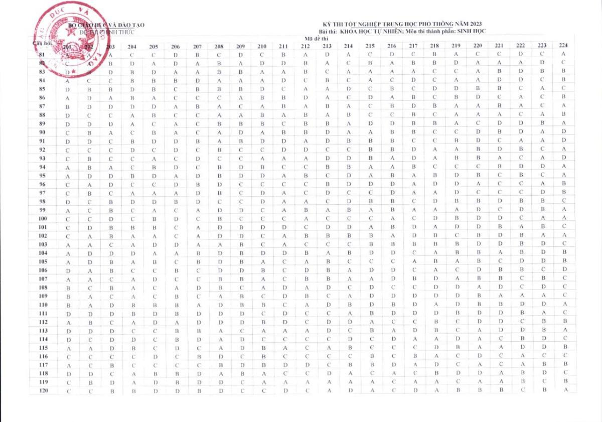 Bộ GD&ĐT công bố đáp án các môn thi tốt nghiệp THPT 2023 Ảnh 11