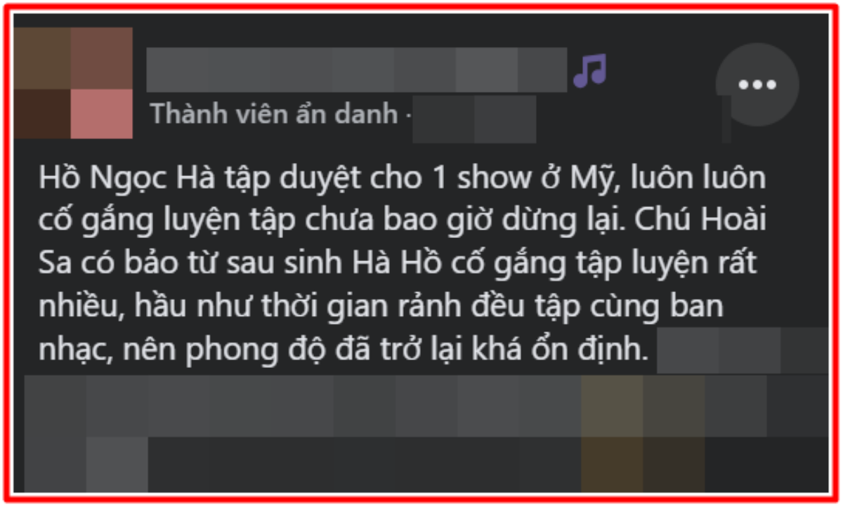 Người hâm mộ tiết lộ quá trình Hồ Ngọc Hà lấy lại giọng hát sau khi sinh con Ảnh 2