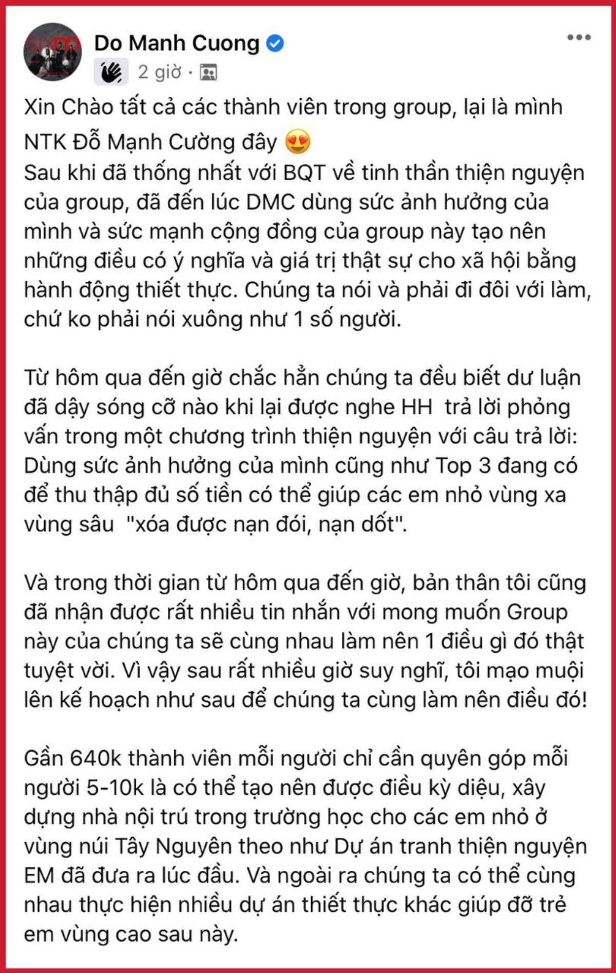 Tranh cãi việc NTK Đỗ Mạnh Cường kêu gọi từ thiện trong hội nhóm anti-fan Ý Nhi Ảnh 1