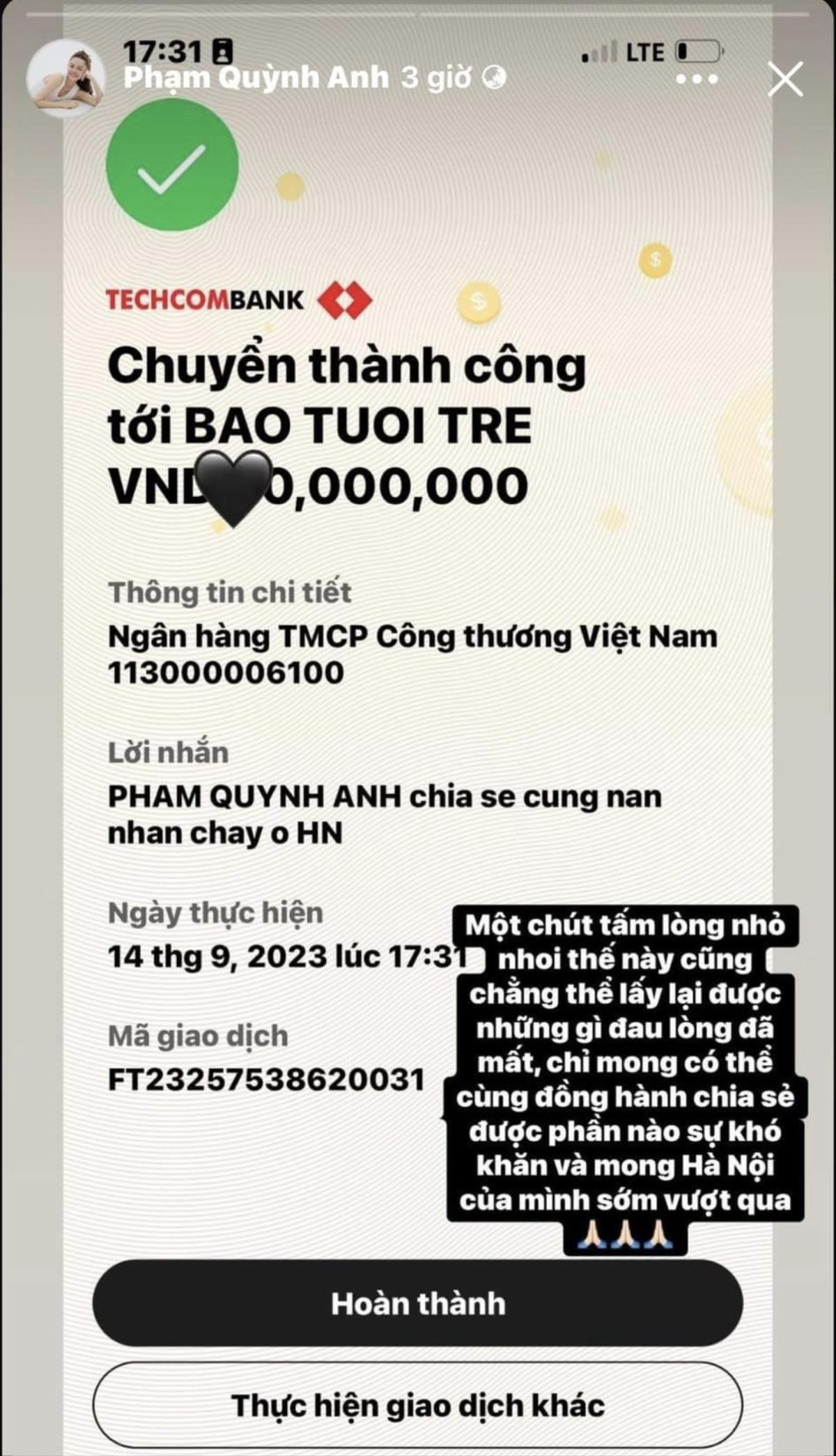 Thuỳ Tiên, Trung Quân cùng nhiều nghệ sĩ Vbiz góp sức hỗ trợ sự cố cháy chung cư Ảnh 7