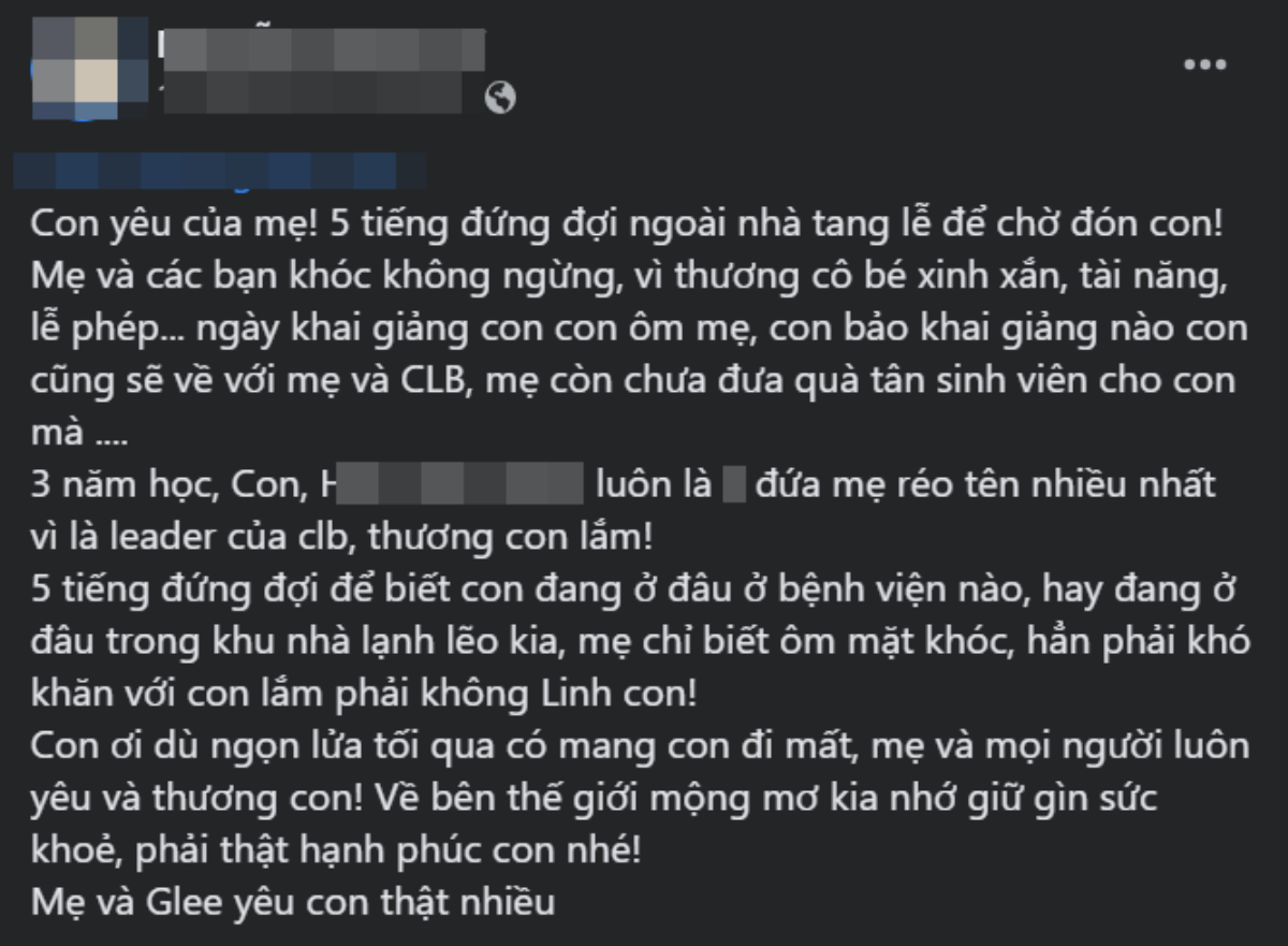 Nghẹn lòng lời gan ruột của cô giáo tiễn biệt học trò tử vong trong vụ cháy Ảnh 1