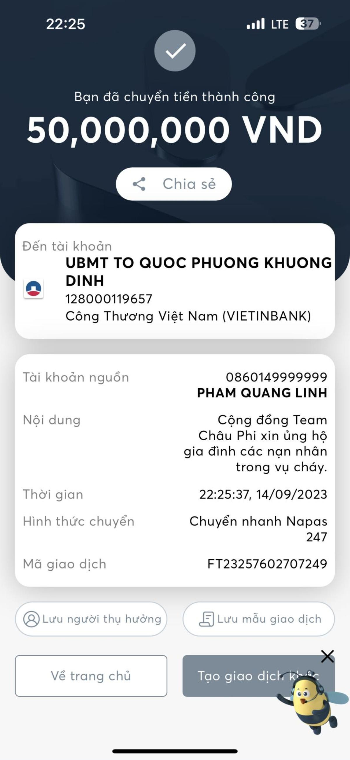 Quang Linh ủng hộ số tiền lớn đến nạn nhân vụ cháy, netizen thắc mắc một điều Ảnh 1