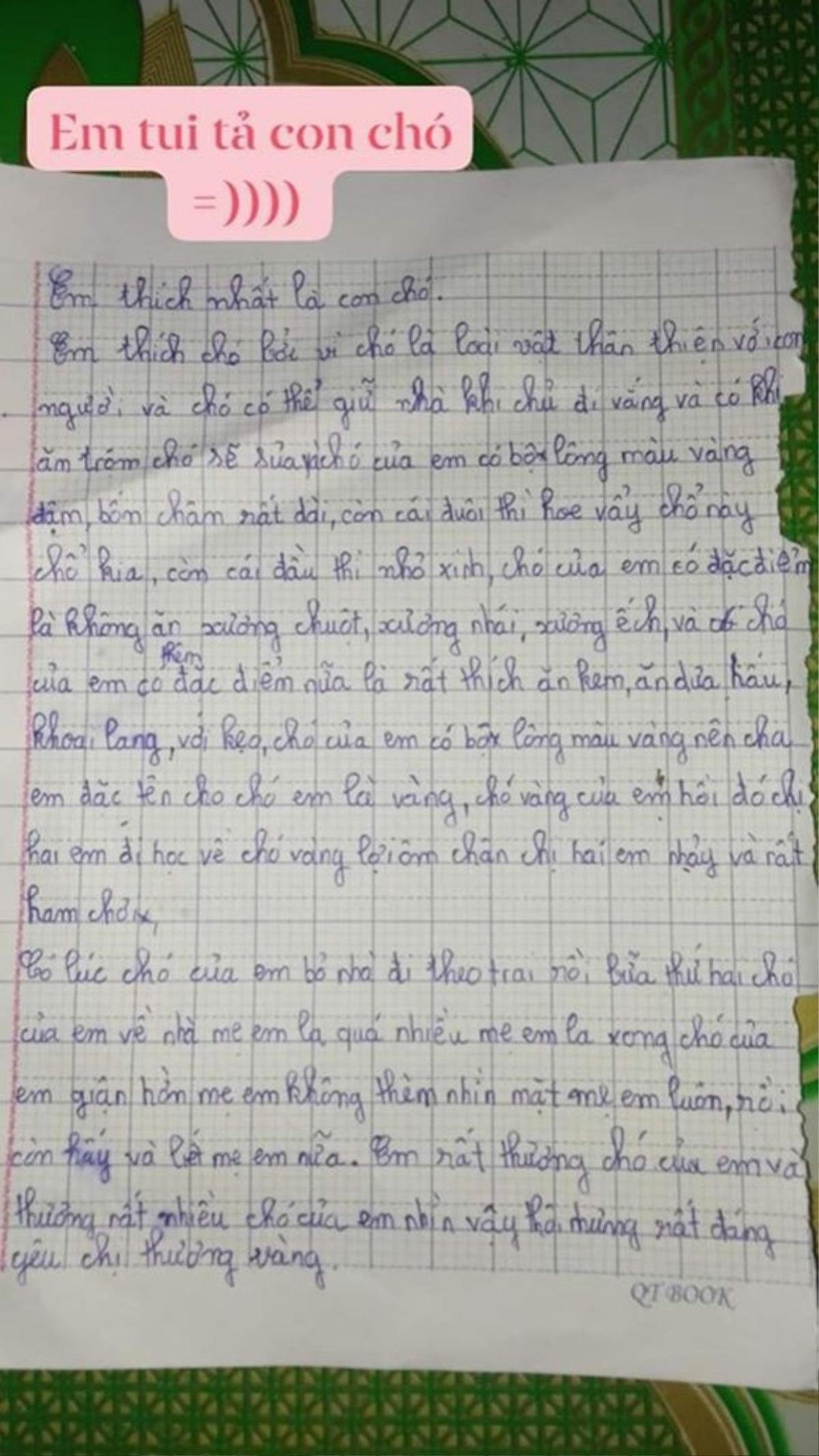 Bé gái làm bài văn tả chú chó, một chi tiết quá đà khiến dân tình phải dụi mắt đọc lại Ảnh 1