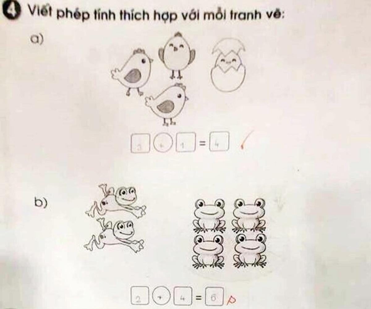 Bài toán '2+4=6' bị cô giáo chấm sai, phụ huynh lại rất đồng tình Ảnh 1