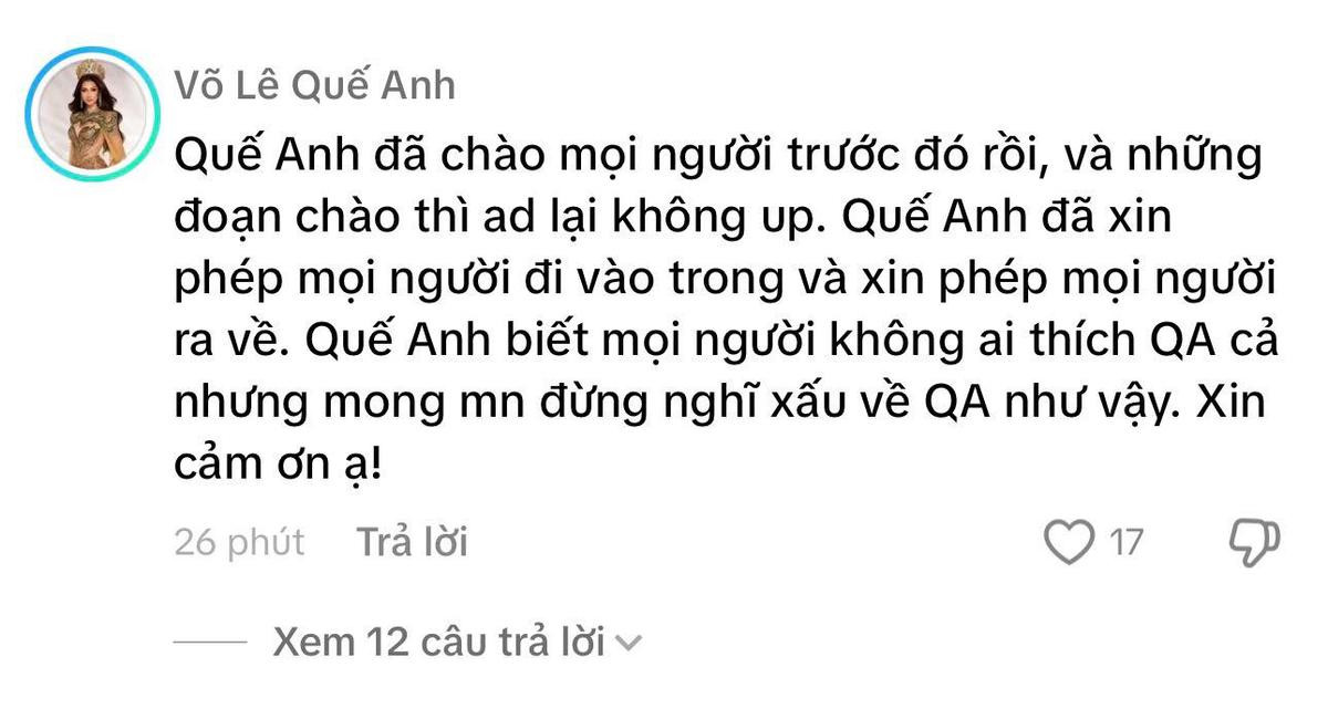 Hoa hậu Quế Anh đáp trả khi bị soi hành động vô lễ Ảnh 1