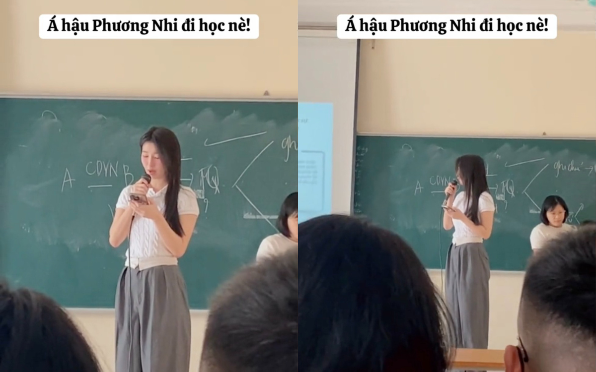 Rộ hình ảnh Á hậu Phương Nhi đi học, trang phục gây chú ý Ảnh 1