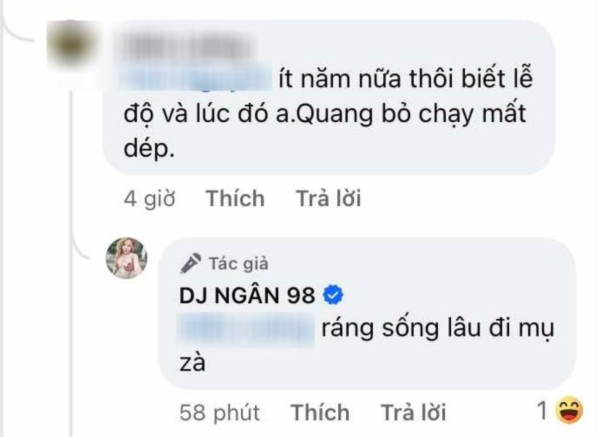 Bị mỉa mai 'ít năm nữa anh Quang cũng bỏ chạy', Ngân 98 đáp trả gắt Ảnh 2