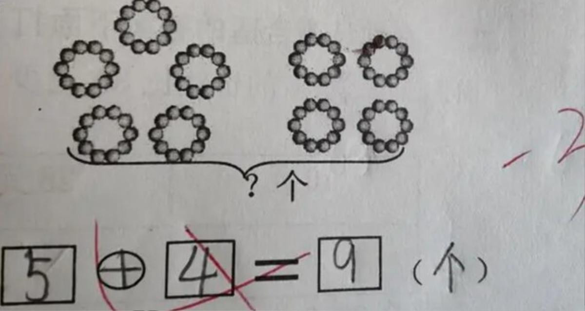 Bài toán '5+4=9' bị gạch sai, cô giáo giải thích càng khiến phụ huynh nổi đoá Ảnh 1