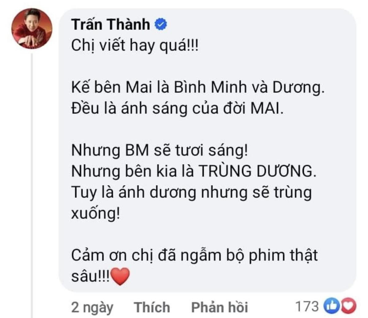 Chia sẻ của Trấn Thành về tên nam chính phim 'Mai' gây sốt Ảnh 1