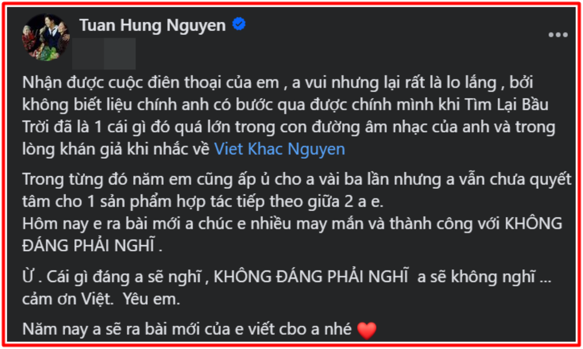 Tuấn Hưng lo lắng sau khi nhận được cuộc gọi từ Khắc Việt Ảnh 1