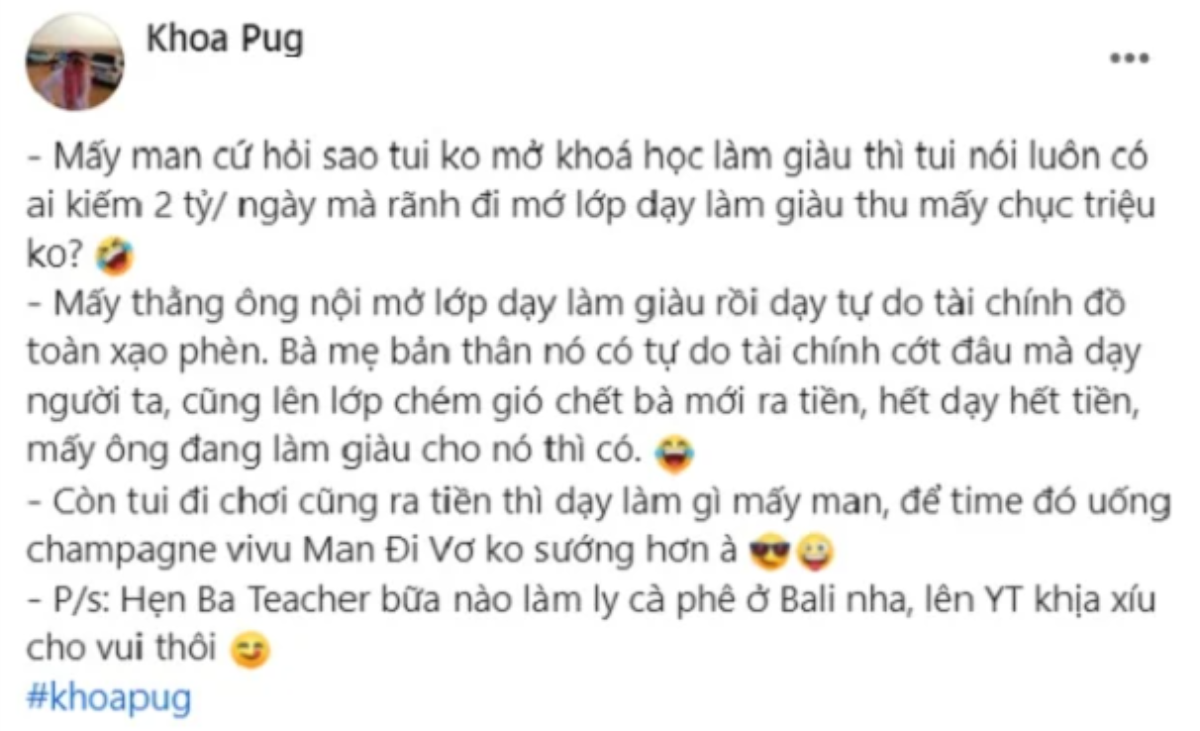 Khoa Pug 'flex' số tiền kiếm được mỗi ngày vượt cát-xê đi hát 1 ngày của Sơn Tùng, con số nghe mà choáng Ảnh 1