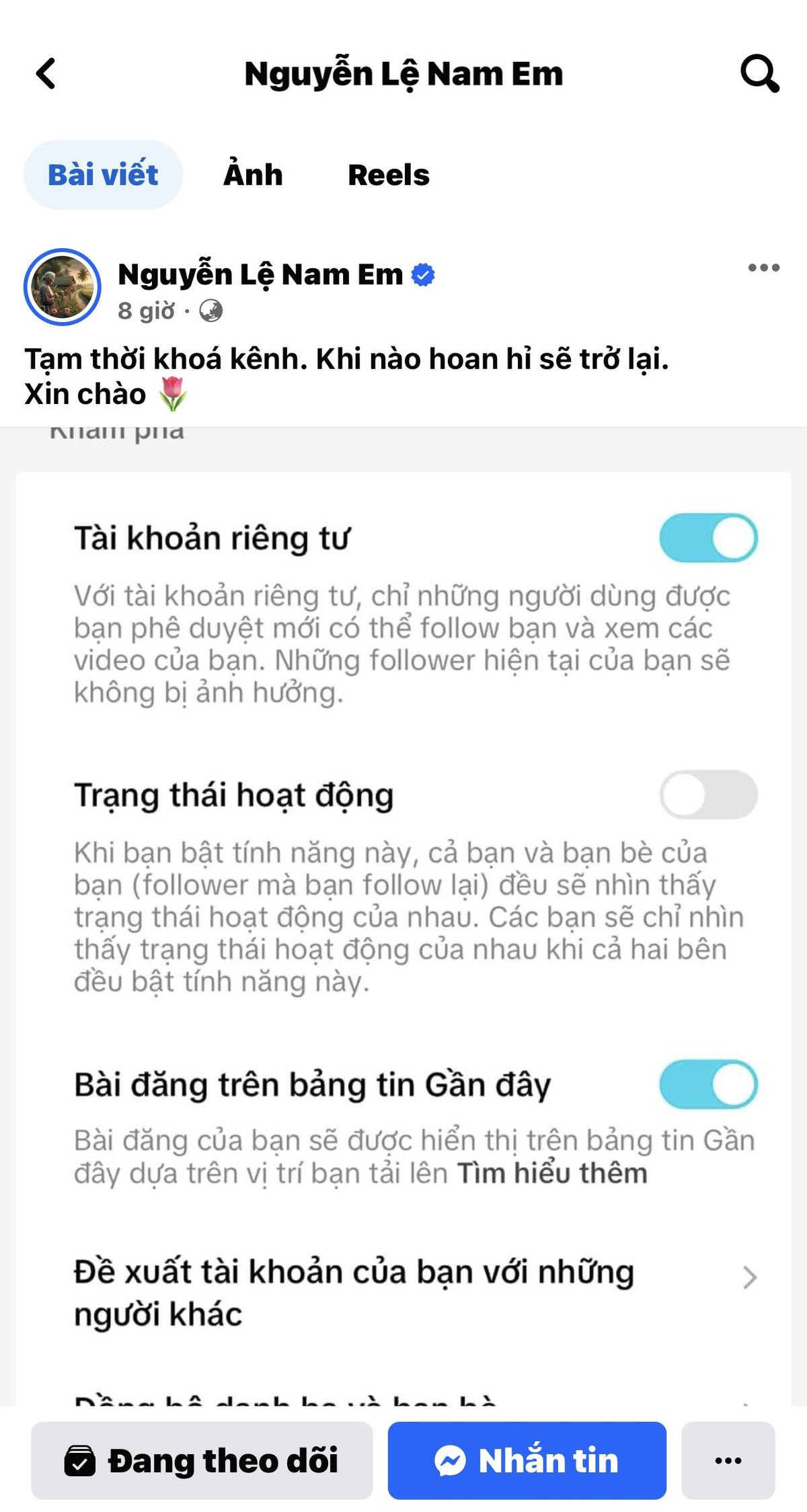 Nam Em thông báo khoá kênh Ảnh 2