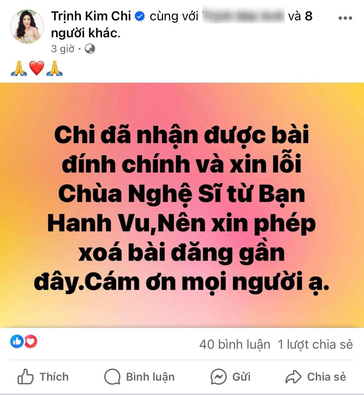 Chùa Nghệ sĩ đòi phí mai táng 32 triệu đồng, NSND Trịnh Kim Chi lên tiếng Ảnh 2