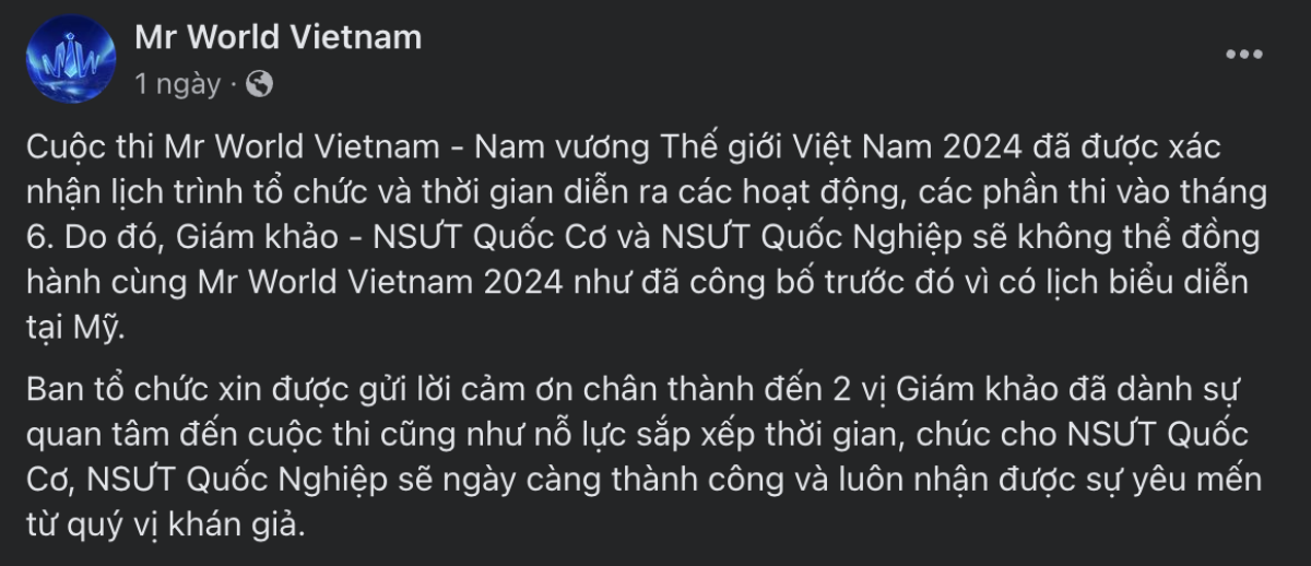 Anh em nghệ sĩ xiếc Quốc Cơ - Quốc Nghiệp rút khỏi vị trí giám khảo cuộc thi nam vương Ảnh 2