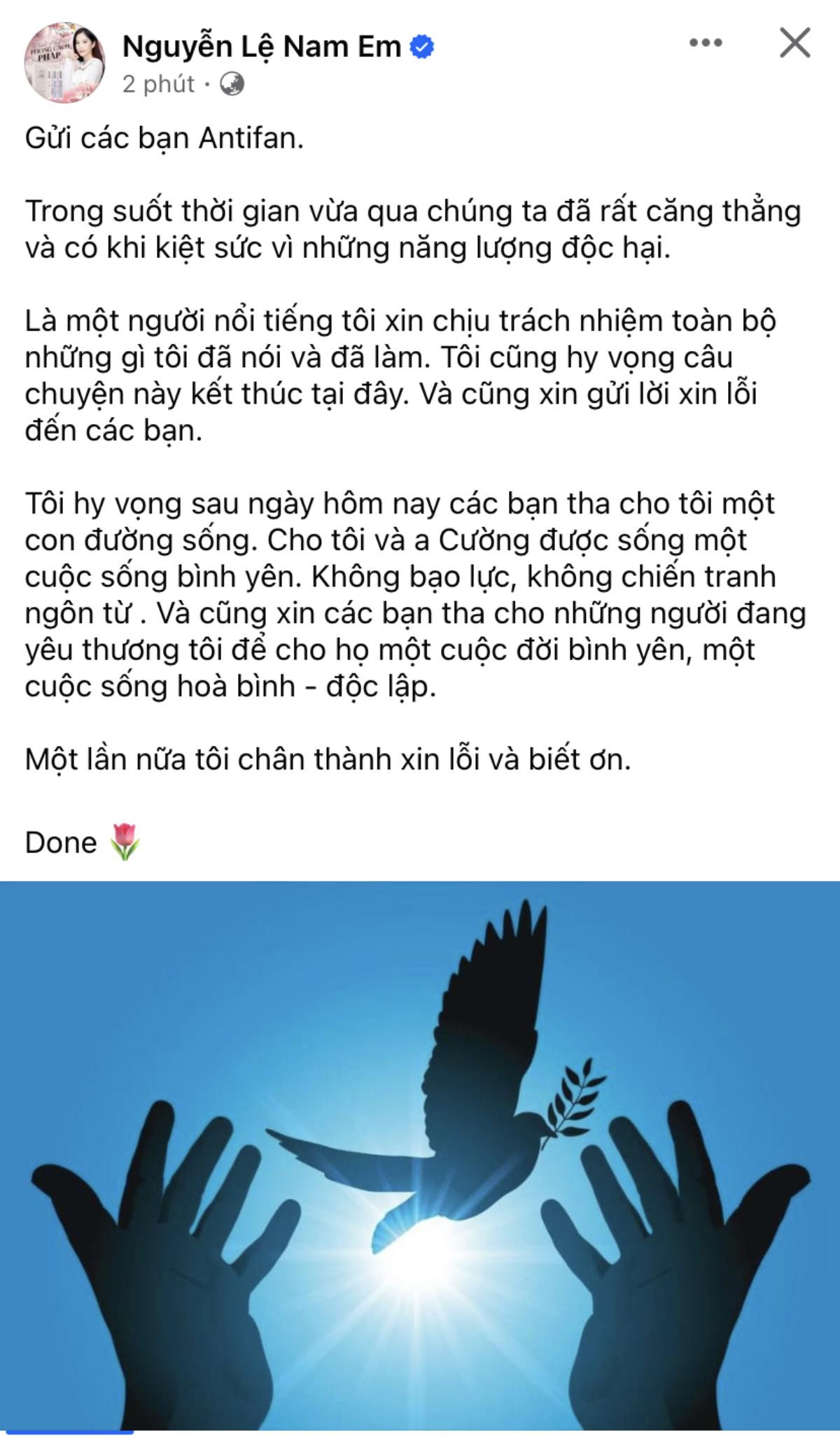 Nam Em tuyên bố chịu trách nhiệm mọi lời nói, cầu xin anti-fan tha thứ sau loạt ồn ào Ảnh 1