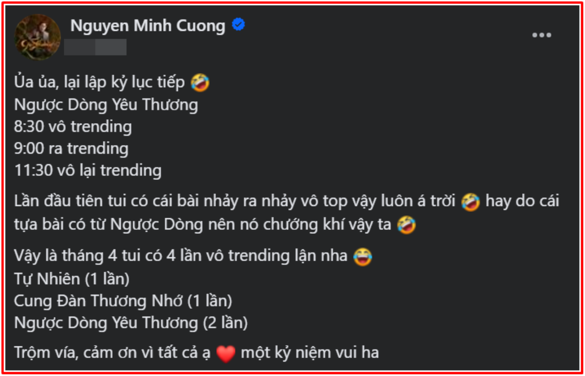 Sáng tác Nguyễn Minh Cường dành cho Hồ Văn Cường lập 'kỷ lục' theo cách không ai ngờ đến Ảnh 2