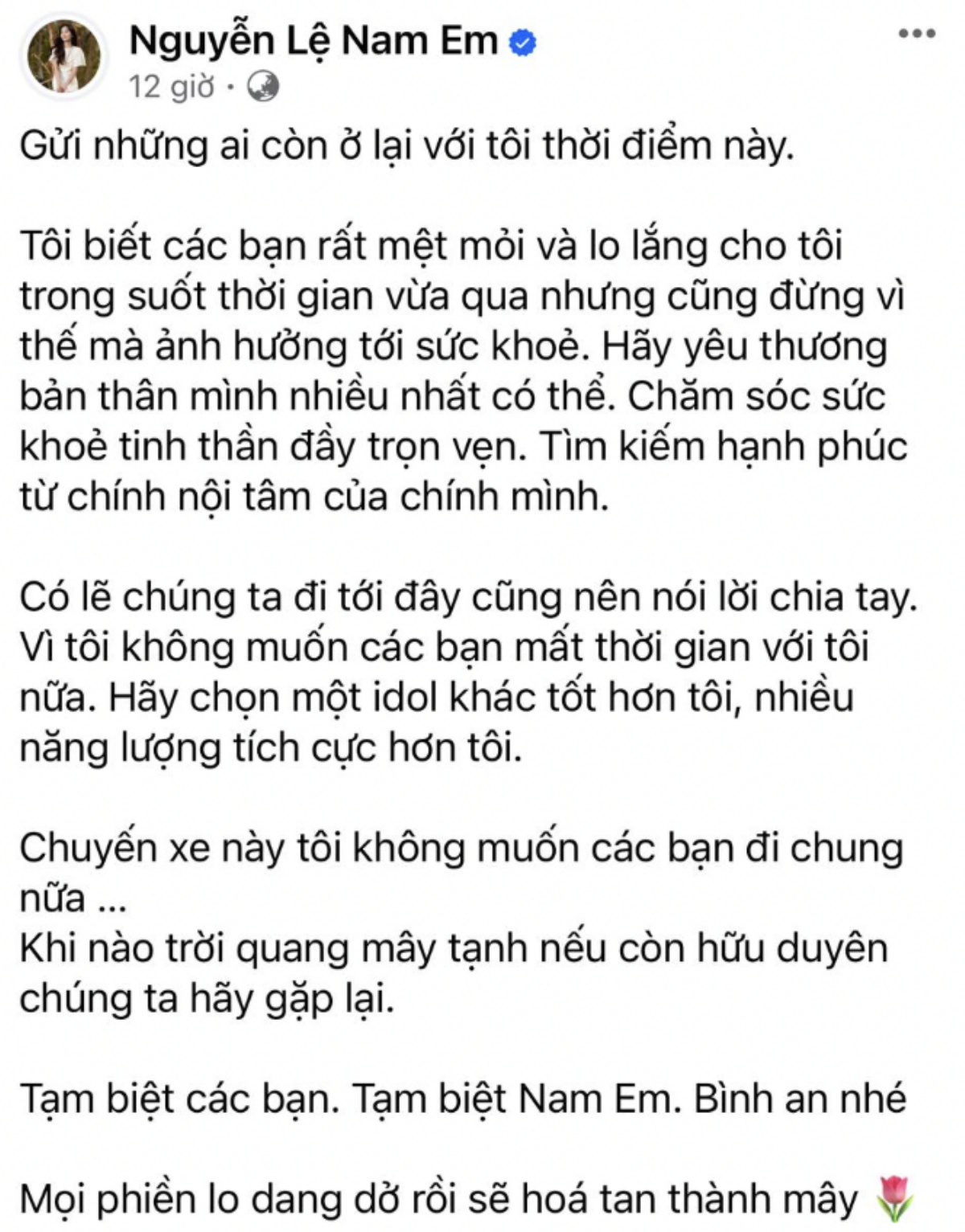 Nam Em tạm biệt fan hâm mộ, chuyện gì đây? Ảnh 2