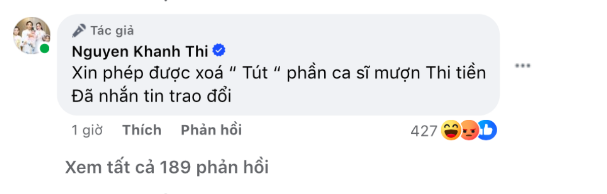 Nữ ca sĩ mượn 80 triệu đồng đã nhắn tin trao đổi với Khánh Thi, nhưng là ai thì không rõ! Ảnh 1