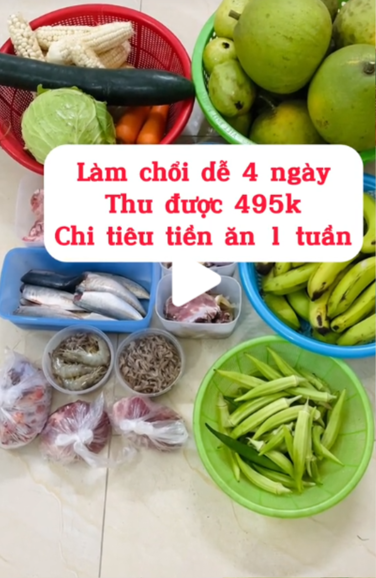 Mẹ đảm mua thức ăn cả tuần cho 4 người chưa đến 500.000 đồng Ảnh 1