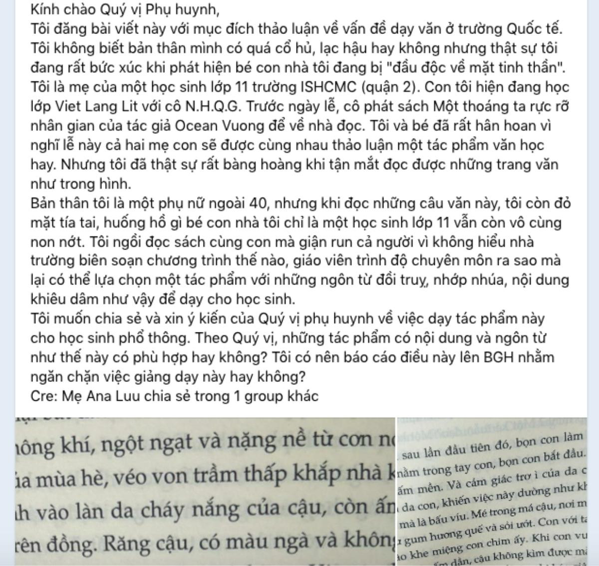 Trường Quốc tế ở TP.HCM phát sách miêu tả cảnh nhạy cảm cho học sinh lớp 11 Ảnh 1