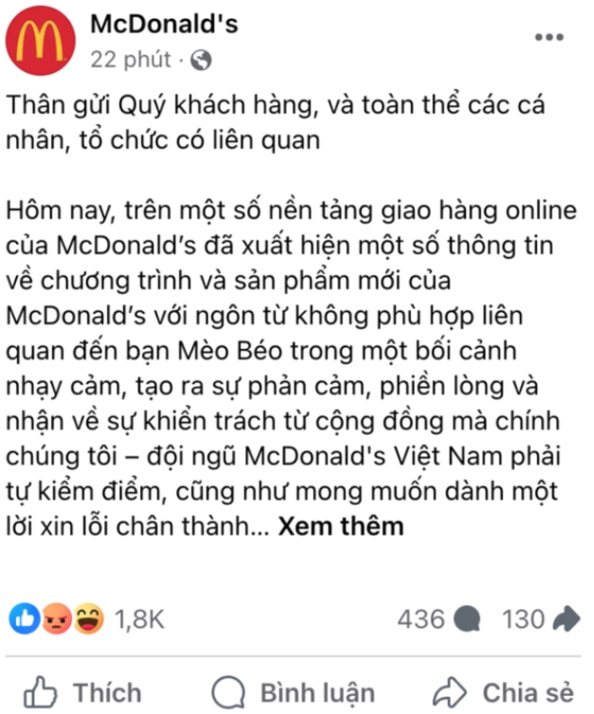 Thương hiệu thức ăn nhanh lên tiếng xin lỗi vì hành động lấy Mèo Béo ra làm nội dung gây phản cảm Ảnh 2