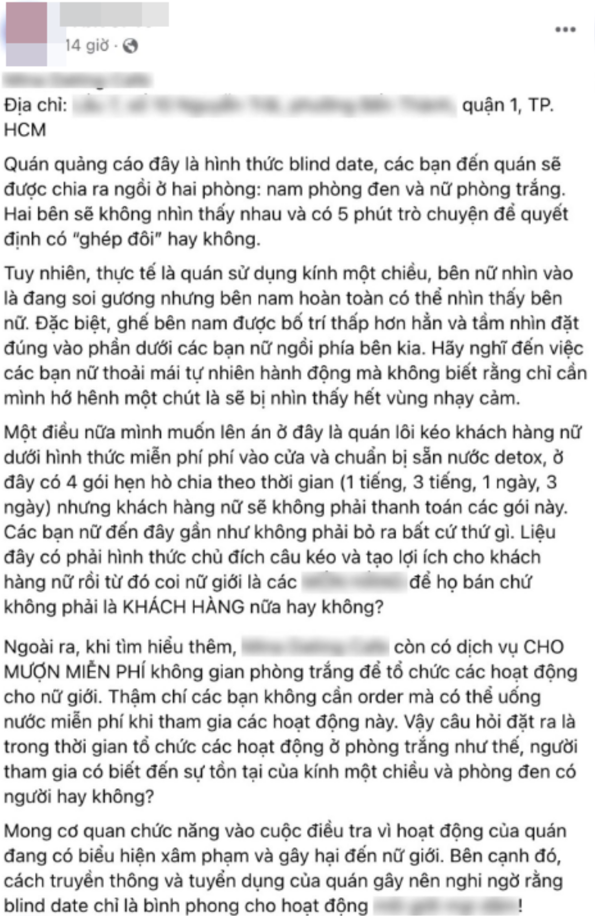 Diễn biến mới vụ quán cà phê ghép đôi nghi dùng gương một chiều gây nguy hiểm cho phái nữ Ảnh 1