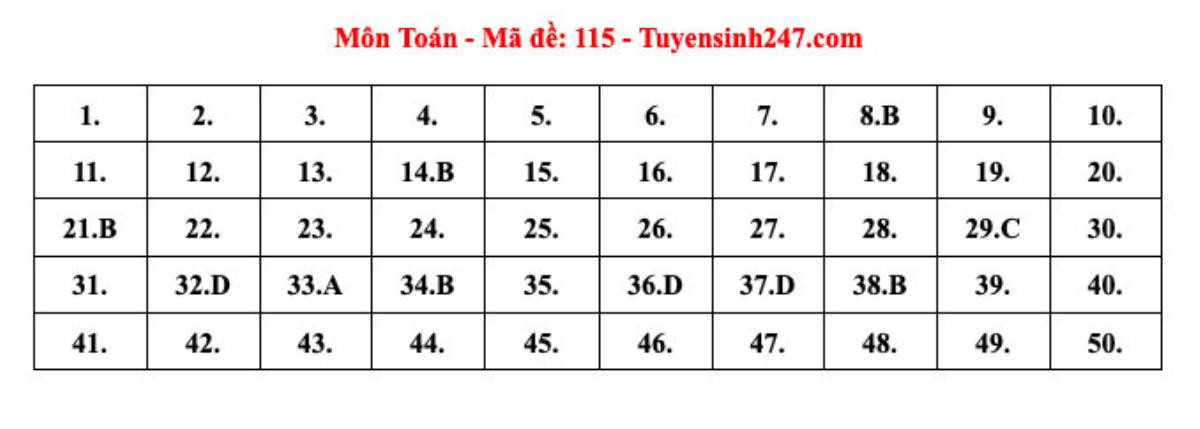 Đáp án tham khảo môn Toán thi tốt nghiệp THPT năm 2024 Ảnh 4