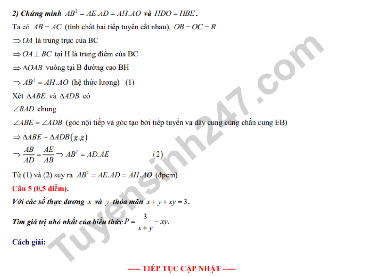 Đề thi và lời giải môn Toán tại kỳ thi vào lớp 10 ở Hà Nội Ảnh 4