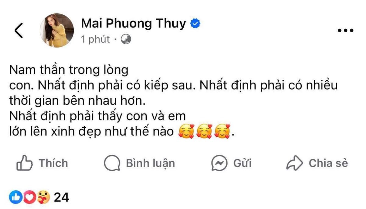 Mai Phương Thuý nhắc đến 'nam thần' hậu tin đồn sắp cưới: Nhất định phải thấy con lớn lên xinh đẹp! Ảnh 1