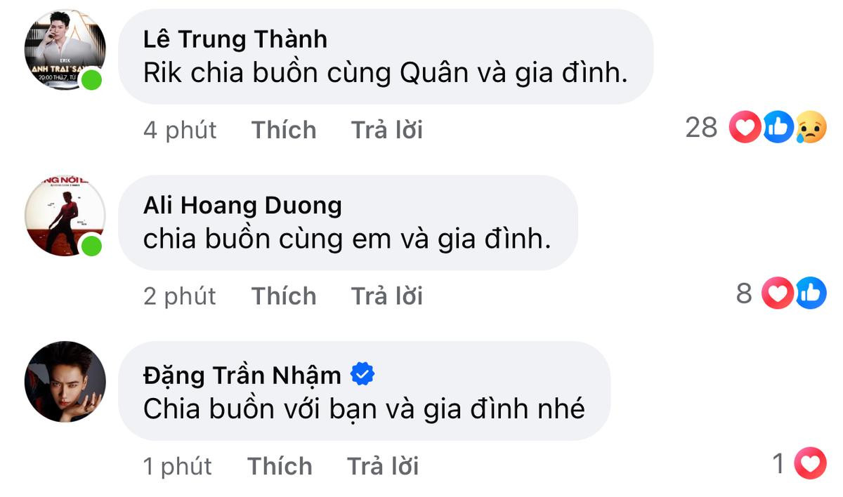 Quân A.P thông báo tin tang sự, Erik và nhiều nghệ sĩ gửi lời chia buồn Ảnh 2