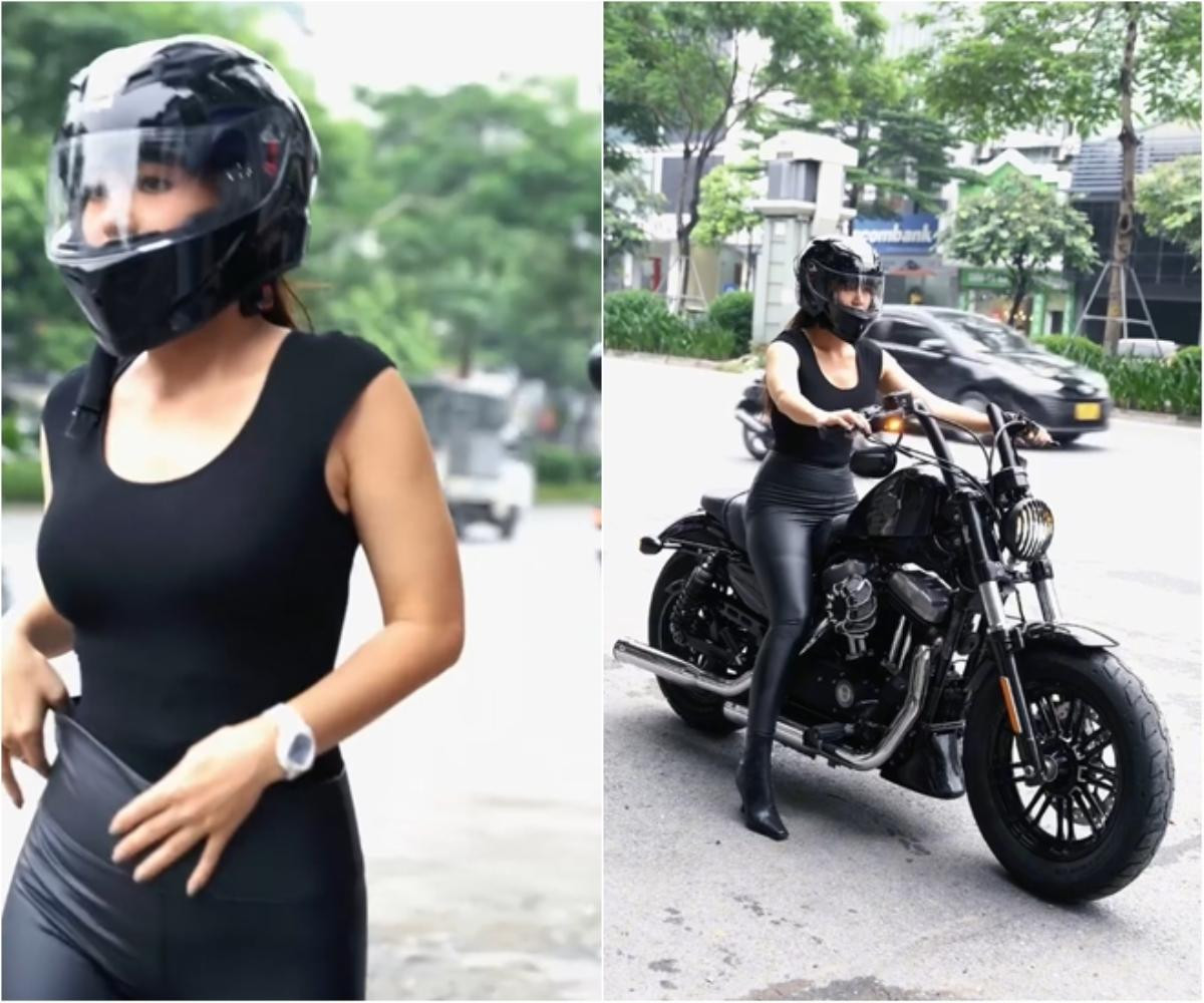 Thanh Hương mặc đồ bó khoe body 'căng đét', khai sự thật chuyện lái motor ngoài phố Ảnh 2