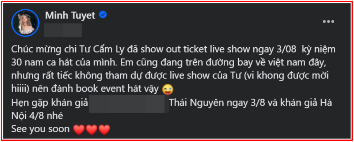 Cẩm Ly không mời em gái Minh Tuyết dự liveshow kỷ niệm 30 năm ca hát? Ảnh 2