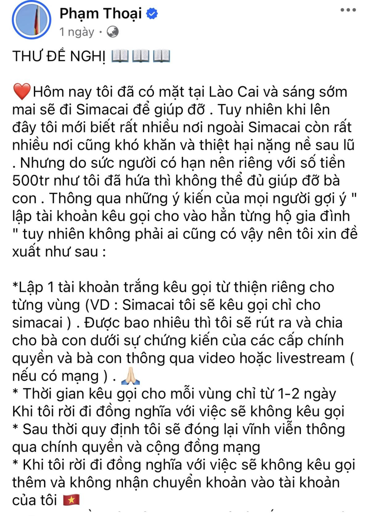 Lập tài khoản trắng kêu gọi ủng hộ Lào Cai, Phạm Thoại gặp phản ứng trái chiều Ảnh 1