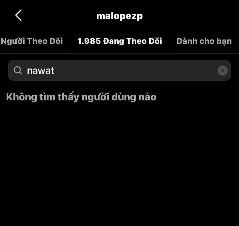 Á hậu 2 - Hoa hậu Hòa bình Quốc tế 2023 hủy theo dõi ông Nawat. (Ảnh chụp màn hình)