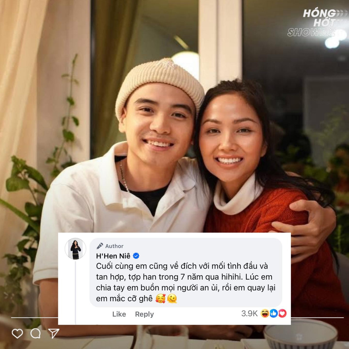 H'Hen Niê thừa nhận mắc cỡ sau khi công bố kết hôn với bạn trai 7 năm. (Ảnh: Hóng hớt showbiz)