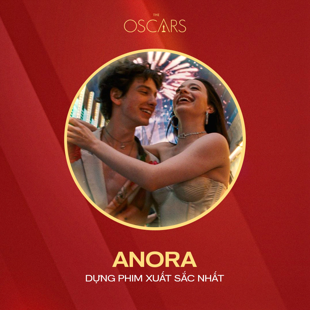 Anora giành được tượng vàng Oscar thứ 2 ở hạng mục Dựng phim xuất sắc nhất.