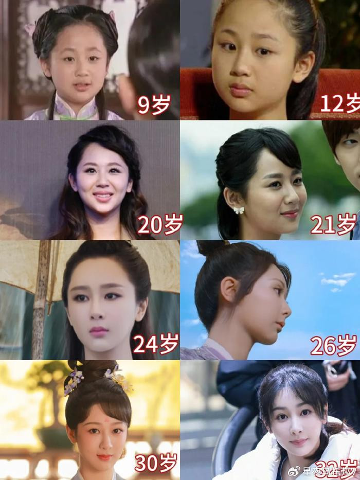 Gương mặt thay đổi của Dương Tử theo thời gian. (Ảnh: Baidu)