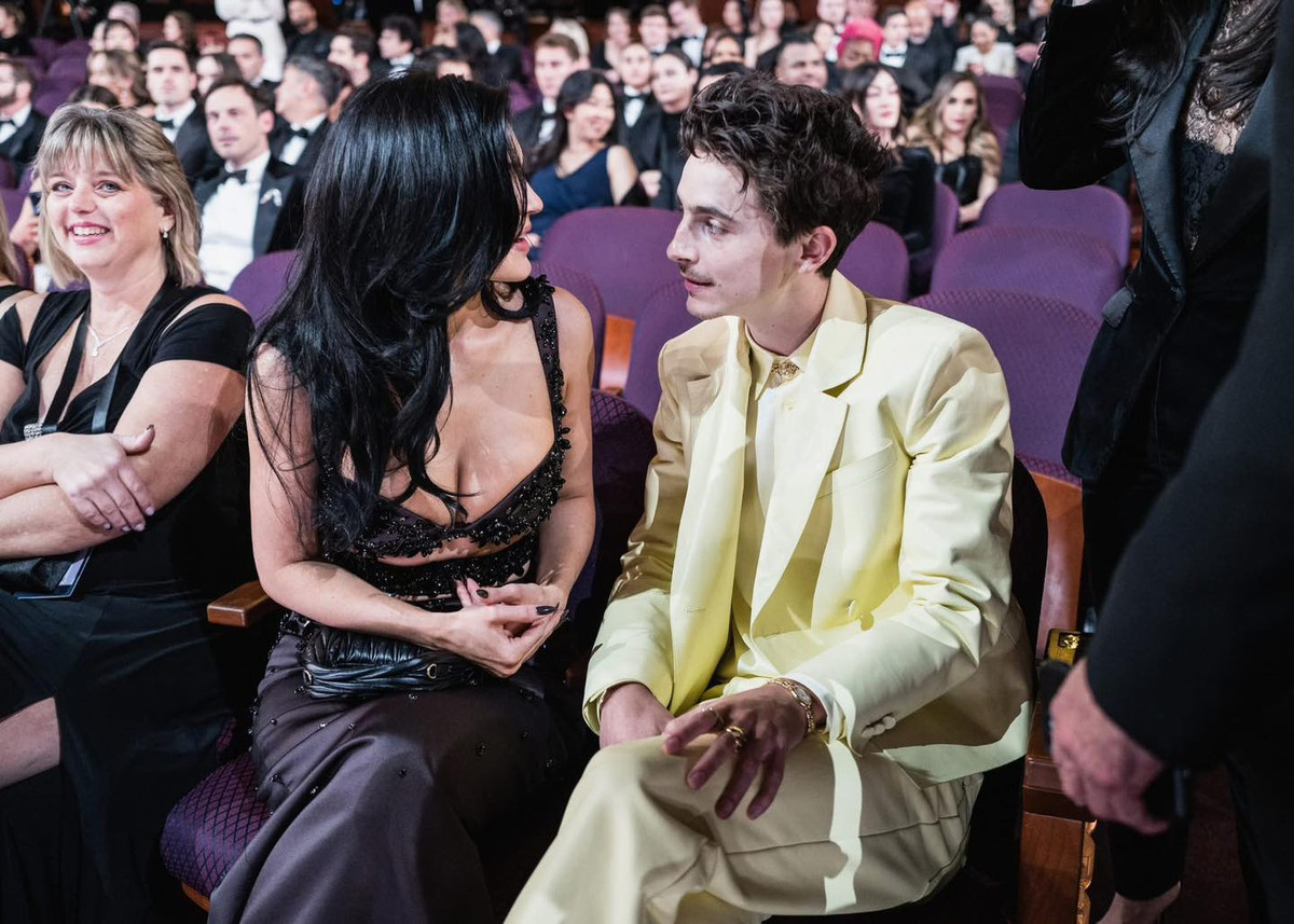 Timothée Chalamet và Kylie Jenner tại lễ trao giải Oscar 2025. Ảnh: X