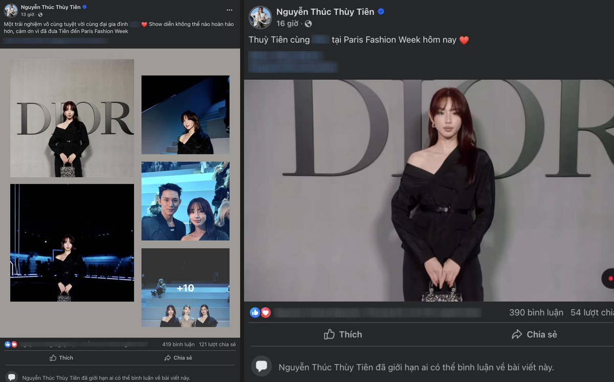 Hoa hậu Thùy Tiên giới hạn bình luận ở hai bài viết gần nhất trên trang fanpage. (Ảnh chụp màn hình)