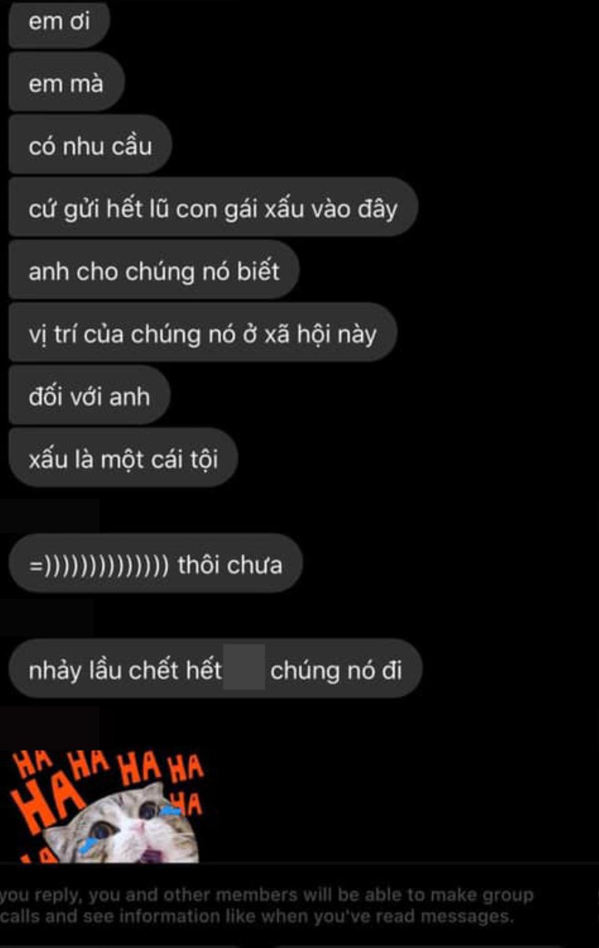 Nữ sinh bị nhóm học sinh trường THPT nổi tiếng lập group chat miệt thị ngoại hình: 'Xấu là một cái tội, nhảy lầu đi' Ảnh 1