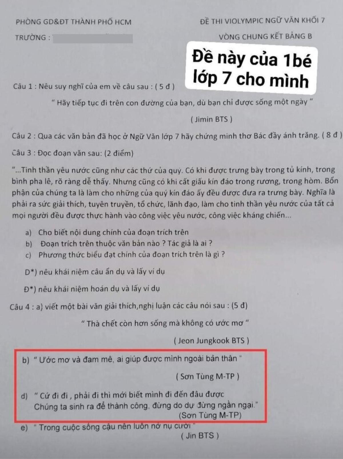 Sau Sơn Tùng M-TP và BTS, đến lượt bài hát 'Con trai cưng' của Bray, Masew vào đề thi Ngữ Văn Ảnh 2